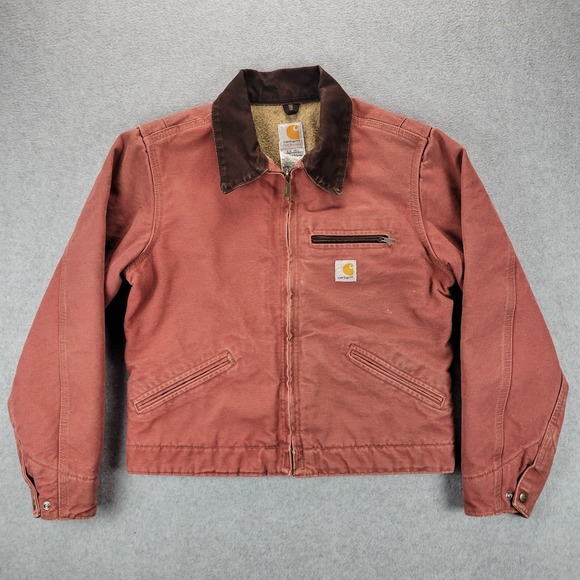 Vintage Carhartt Detroit WJ097 VRS Rose Salmon Pink Jacket lined